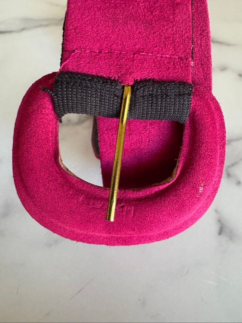 Vintage hot pink fabric 80’s belt women's medium suede fuschia bright magenta wi